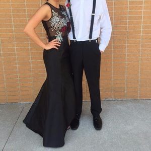 black sheer prom dress